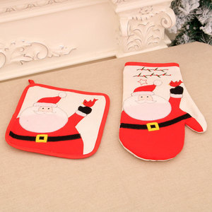 New cross-border Christmas microwave <b>oven</b> mitts, placemats, Christmas home decor items, placemats, heat insulation mats - Product Image 2