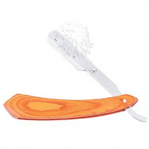 Navaja de Afeitar Profesional 2K18 de Acero Inoxidable con Mango de Madera, Acabado Pulido/Satén, Color Rosa Bebé, para Barbería, PRESTIGE RAZOR - Product Image 1