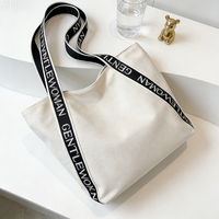 Sac fourre-tout en toile de coton coréen populaire, réutilisable, recyclé, avec poignée renforcée, imprimé, pour l'usage quotidien des étudiants
