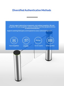 Porte battante cylindrique en acier inoxydable pour contrôle d'accès piétonnier, avec lecteur de carte IC et reconnaissance faciale, protection IP65 pour cantines et campus - Product Image 5