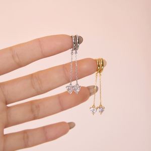Dylam Elegance Design Fine Jewelry Earrings 925 <b>Silver</b> Dangle Tassel Love Heart 5A Zirconia <b>Hoop</b> Earrings for Women Daily Wear - Product Image 2