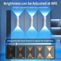 Lampes LED pour armoire avec détecteur de mouvement, lumière d'ambiance magnétique RGB rechargeable, lampe murale coucher de soleil, lumière de nuit pour couloir, escalier, cuisine
