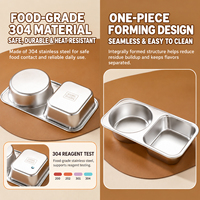 Boîte à lunch bento en acier inoxydable 304, 2 compartiments, récipient alimentaire avec couvercle hermétique en silicone pour l'école, le bureau, les pique-niques