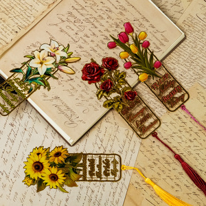 High Quality UV Bookmarks Laser Engraved Hollow <strong>Craving</strong> Enamel Custom Metal Bookmark - Product Image 2