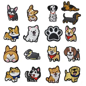 Custom Patch Low Price Low MOQ Animal Corgi Akitas Husky Embroidery Patch Cartoon Patches For Clothing Applique