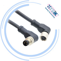 Conector de Sensor M8 de 3 y 4 Pines, Enchufe de Ensamblaje IP67, Conectores Angulares de 90 Grados Blindados a Prueba de Agua para Automatización