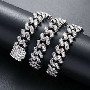 Collar Cubano de Cadena Baguette, Chapado en Rodio y Oro, Estilo Europeo Americano para Hombre, Regalo - Product Image 4