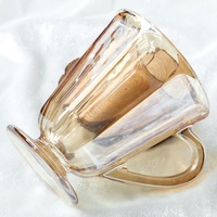 Fabrication de tasses à café en verre de style moderne rétro pour mariage, avec poignée, couleur personnalisée, ensemble tasse et soucoupe pour le thé de l'après-midi
