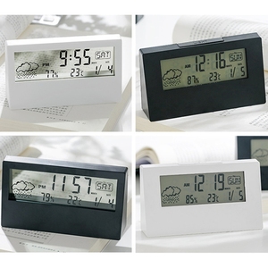 Relógio de mesa eletrônico <span class=keywords><strong>LCD</strong></span> com <span class=keywords><strong>display</strong></span> digital multifuncional medidor de temperatura e umidade despertador de sala - Product Image 2