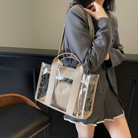 Sac fourre-tout transparent en PVC robuste personnalisé 2026 avec large sangle et poche intérieure pour femme – Idéal pour la vie quotidienne