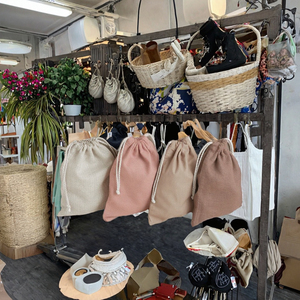 Biểu Tượng Tùy Chỉnh Vải Đôi Chuỗi Túi Xách Trung Bình Bông Dây Kéo Giày Túi Có Thể Tái Chế Gấp Phong Cách Thư Khuyến Mại - Product Image 3