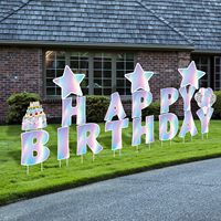 Panneau de jardin personnalisé en Coroplast durable avec lettres Joyeux Anniversaire 18x24, résistant aux intempéries et aux décolorations, pour affichage en extérieur lors de fêtes d'anniversaire
