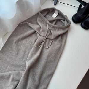 Simple Fashion High Waisted Slimming Knitted Wide Leg Pants Women <b>Warm</b> Casual Straight Leg Style Autumn <b>Winter</b> - Product Image 4