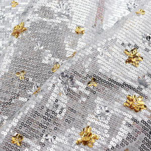 100% <span class=keywords><strong>Polyester</strong></span> vàng hồng sequin vải <span class=keywords><strong>3D</strong></span> ren thêu lưới cho chàng trai phù hợp với đám cưới - Product Image 3