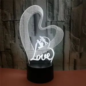 Czinelight Led 램프 작은 밤 조명 좋아하는 심장 모양 3D 뜨거운 판매 어린 소녀 사용 5v Usb 또는 3 Pcs Aa 배터리 장식