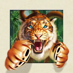 โปสเตอร์ติดผนังเอฟเฟกต์ 3 มิติของรูปสัตว์แขวนผนังเสือ
