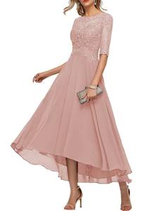 Abiti da <span class=keywords><strong>Madre</strong></span> della Sposa con Applicazioni in Pizzo per Matrimonio Maniche a 3/4 Lunghezza al Ginocchio in Chiffon Abiti da <span class=keywords><strong>Sera</strong></span> Formali per Feste - Product Image 5
