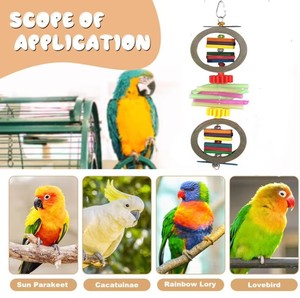 Jouet à mâcher multicouche pour oiseaux, double <span class=keywords><strong>anneau</strong></span> en papier, bloc en <span class=keywords><strong>bois</strong></span>, tube en plastique, jouet suspendu pour cage de perroquet - Product Image 1