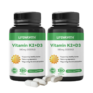 Lifeworth Vitamine D3 Met K2 1000iu <span class=keywords><strong>Softgel</strong></span> Capsules Glutenvrij En Halal Voor Volwassenen - Product Image 1