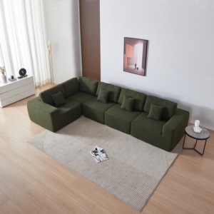 Sofá modular seccional, no se requiere montaje Sofá convertible de forma moderna Sofá en forma de V para sala de estar Dormitorio Oficina, Verde - Product Image 4