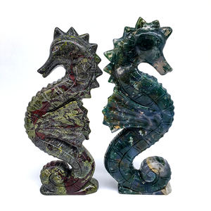 Nouveauté cristal naturel océan jaspe hippocampe unique sculpture cristal mousse agate grand hippocampe pour la décoration - Product Image 5