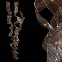 Nouveau lustre de lampe d'éclairage international de forme ondulée de bande de conception nordique moderne pour la barre de cuisine de salle à manger