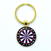 Porte-clés pendentif cible de fléchettes, style vintage européen et américain, bijou de l'histoire