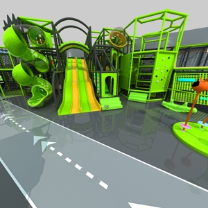 עיצוב מותאם אישית מגרש משחקים מסחרי מקורה טרמפולינה ציוד פארק ילדים אינטראקטיבי עם שקופית גדולה - Product Image 6