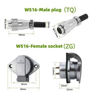 Connecteur d'aviation WS16 2/3/4/5/7/9/10 broches avec couvercle rabattable à bride diamantée, connecteur électrique industriel étanche IP67 - Product Image 3