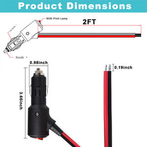 Enchufe de encendedor de cigarrillos de coche con batería macho a cable de extensión de extremo abierto 10A fusible con interruptor de encendido/apagado PVC aislado - Product Image 3