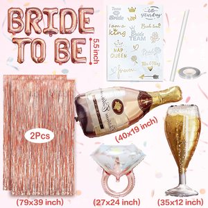 Decoraciones <span class=keywords><strong>de</strong></span> despedida <span class=keywords><strong>de</strong></span> soltera 16 pulgadas Bride to Be Letter <span class=keywords><strong>Globos</strong></span> Rose Gold Bridal Foil Cortina Telón <span class=keywords><strong>de</strong></span> fondo con <span class=keywords><strong>tatuajes</strong></span> temporales - Product Image 2