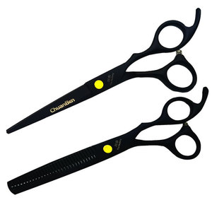 ChuanBen Hair Scissors Black Hand Shape 0.07mm Stainless Steel Durable For Hair Styling <b>Tools</b> Set - Product Image 5