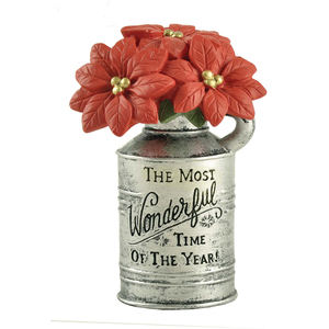 Resin Holiday Decoration Christmas Red Flower Pots with <strong>Meaningful</strong> Text - Product Image 3
