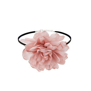 Collier ras du cou en velours décoré de fleurs, accessoire de mode noir pour soirée - Product Image 5