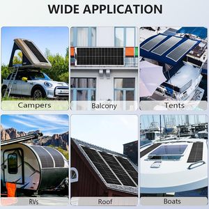 แผงโซลาร์เซลล์แบบโมโนคริสตัลไลน์ชนิดยืดหยุ่น 100W ประสิทธิภาพสูง น้ำหนักเบา พับงอได้ เหมาะสำหรับรถบ้าน เรือยอชท์ แคมป์ปิ้ง ระบบไฟฟ้าแบบออฟกริด - Product Image 6