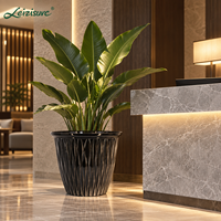 Pot de fleurs moderne en plastique côtelé, grand bac à plantes décoratif noir ondulé en résine écologique durable pour intérieur et extérieur cm