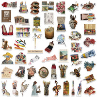 50 autocollants de dessin animé pour ordinateur portable, bouteille, décoration, peinture à l'huile, dessin, autocollant artistique