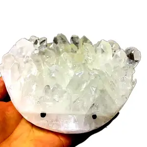 Natural white crystal hedgehog carving pendent energy stone