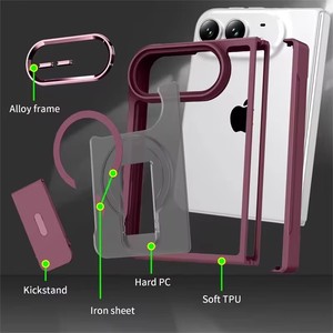New Foldable <b>Stand</b> Magnetic Ring Phone Case for <b>iPhone</b> Duo Foldable Shockproof Bumper Wholesale Mobile Case for <b>iPhone</b> Duo - Product Image 3