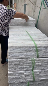 Panneaux empilés blancs modernes - Mosaïque de <span class=keywords><strong>pierre</strong></span> de parement à face fendue pour mur de fond de télévision dans le salon - Product Image 5