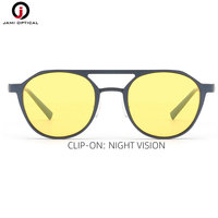 Lunettes de Soleil Jaunes Tendance Vision Nocturne Monture Métal UV400 Polarisées à Clipser