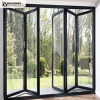 Porte pliante en aluminium avec revêtement en poudre anti-corrosion, porte pliante en aluminium imperméable pour maison en bord de mer
