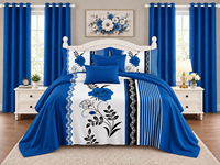 Vente en gros usine : Ensemble de literie 8 pièces pour lit Queen/King, motifs variés, draps de lit avec 2 rideaux et 4 taies d'oreiller