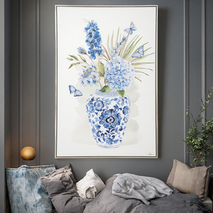Vase en céladon <span class=keywords><strong>de</strong></span> style chinois pour salon personnalisé impressions <span class=keywords><strong>de</strong></span> <span class=keywords><strong>fleurs</strong></span> pour chambre à coucher <span class=keywords><strong>peinture</strong></span> murale abstraite - Product Image 2
