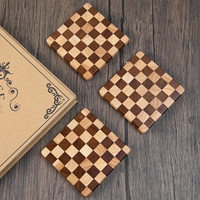 Sous-verre en bois à grain de bois carré, résistant à la chaleur, pour tasses à café et théières, décoration de table à la maison