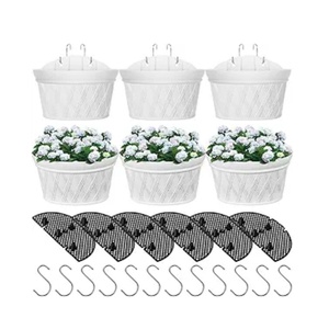 Unique Design Colorful Semicircular Double Wall Plastic Tree <strong>Pot</strong> <strong>Hanging</strong> <strong>on</strong> the <strong>Fencing</strong> - Product Image 6