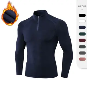 Maglietta sportiva da uomo a mezza Zip a rapida asciugatura rapida personalizzata girocollo Bodybuilding Fitness Training Gym Top Sportswear personalizzato