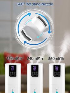 RUNAL 8L 9L Ptc 히터 및 초음파 기술 홈 룸 용 Led 조명으로 따뜻한 안개 스마트 초음파 가습기