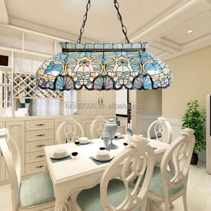 Magnifique lampe de table LED de style méditerranéen à 6 lumières, suspension en verre teinté pour l'éclairage et la décoration de salle à manger - Product Image 1