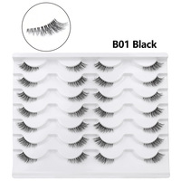 Meilleures ventes : 14 paires de demi-cils style œil de chat ailé, naturels et effilés, en fibre synthétique, pour la vente en gros